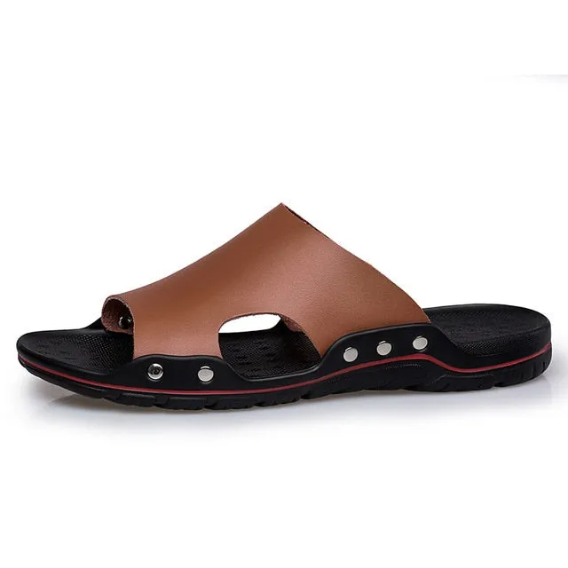 ALCUBIEREE Brand Slippers Men Summer Flat Sandals Casual Beach Flip Flops Shoes Non-slip Indoor House Home Slippers Big Size 48