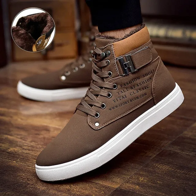 Ankle boots warm men snow boots winter Lace-up men shoes 2019 new arrival fashion flock plush winter boots men size 39-47