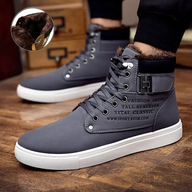 Ankle boots warm men snow boots winter Lace-up men shoes 2019 new arrival fashion flock plush winter boots men size 39-47
