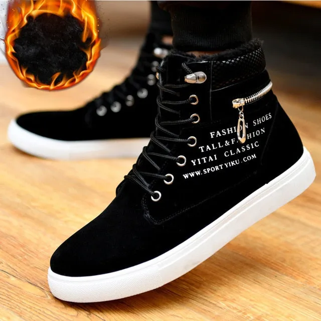 Ankle boots warm men snow boots winter Lace-up men shoes 2019 new arrival fashion flock plush winter boots men size 39-47