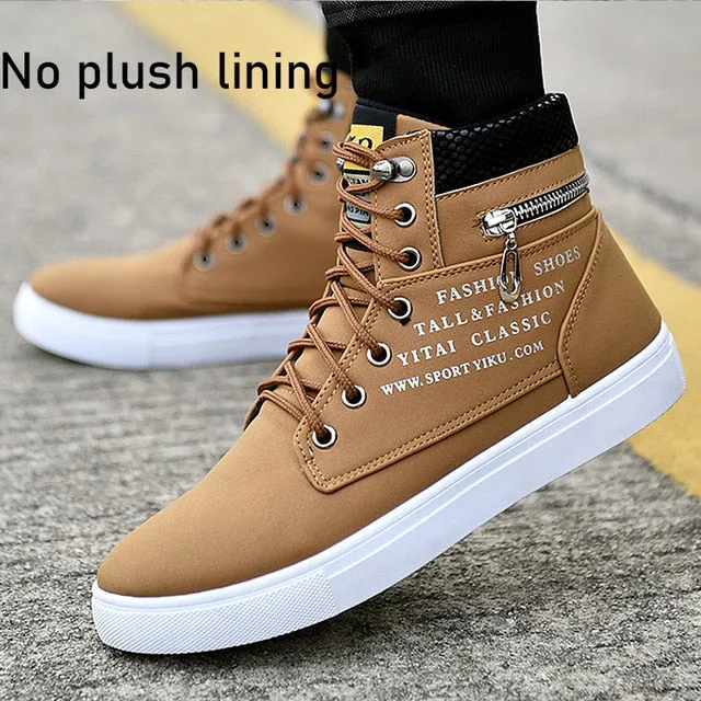 Ankle boots warm men snow boots winter Lace-up men shoes 2019 new arrival fashion flock plush winter boots men size 39-47