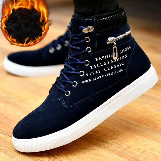 Ankle boots warm men snow boots winter Lace-up men shoes 2019 new arrival fashion flock plush winter boots men size 39-47