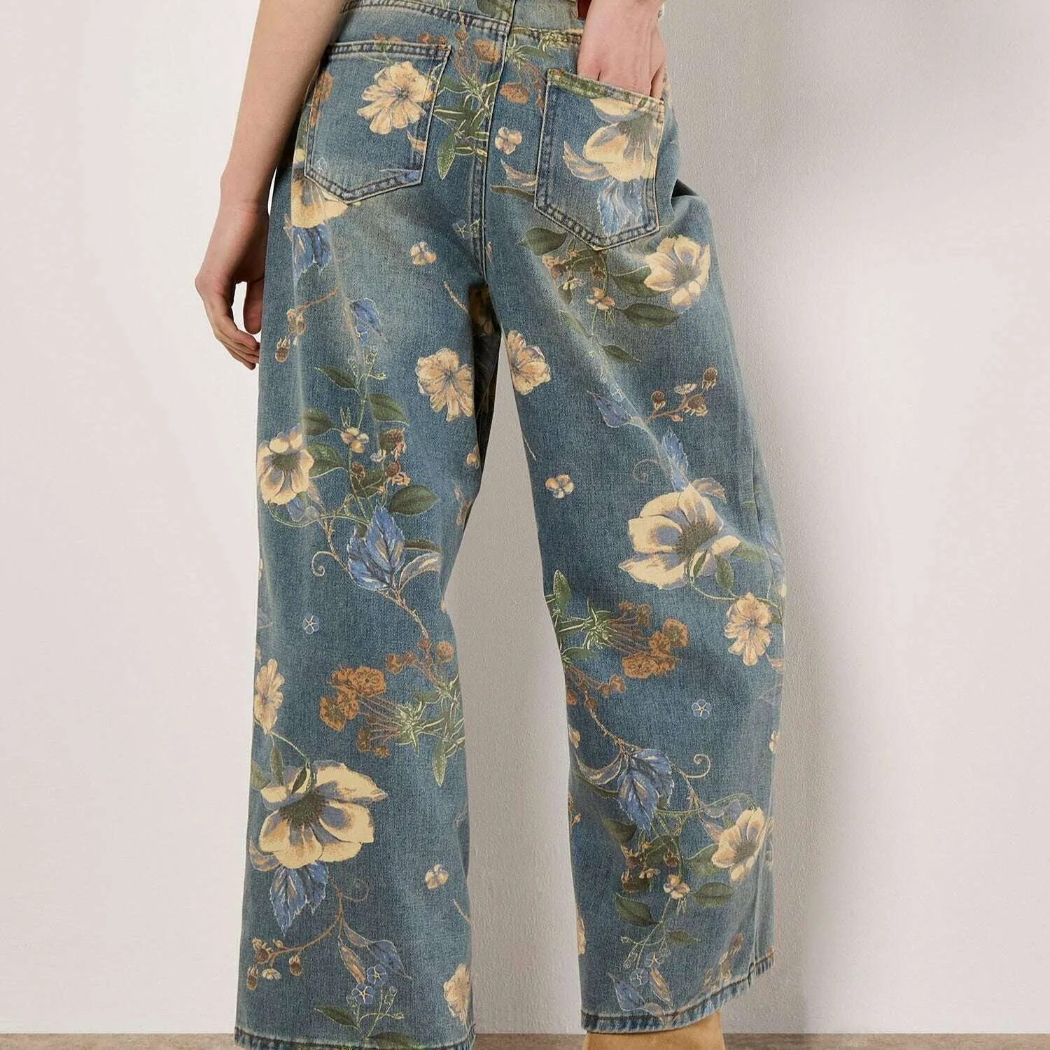 APRICOT - Floral Print Wide Leg Jean