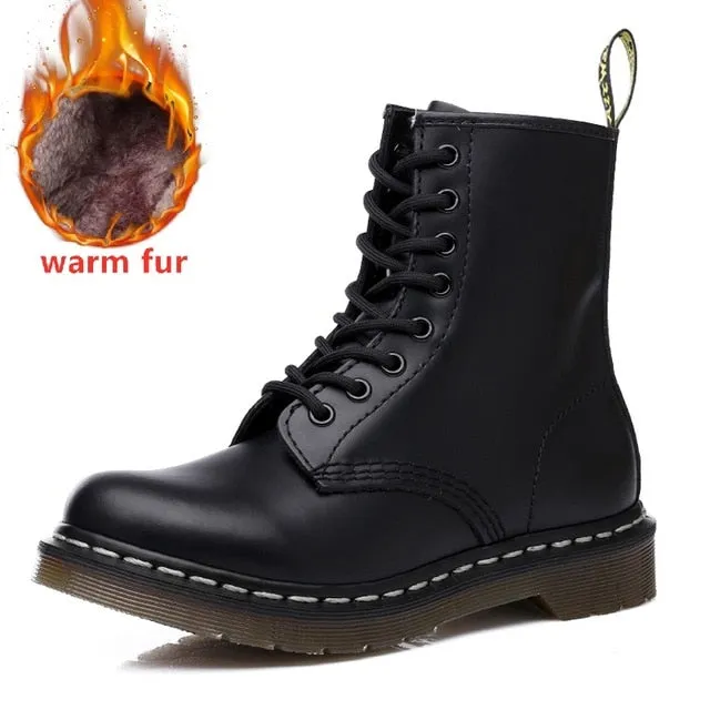Doc Woman Boots Platform Martins Shoes Woman Leather Wool Winter Warm Winter Boots Women Plus Size Women Shoes 2019 Designers