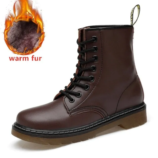 Doc Woman Boots Platform Martins Shoes Woman Leather Wool Winter Warm Winter Boots Women Plus Size Women Shoes 2019 Designers