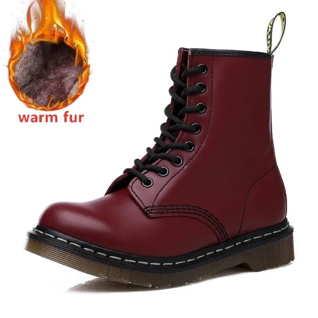 Doc Woman Boots Platform Martins Shoes Woman Leather Wool Winter Warm Winter Boots Women Plus Size Women Shoes 2019 Designers