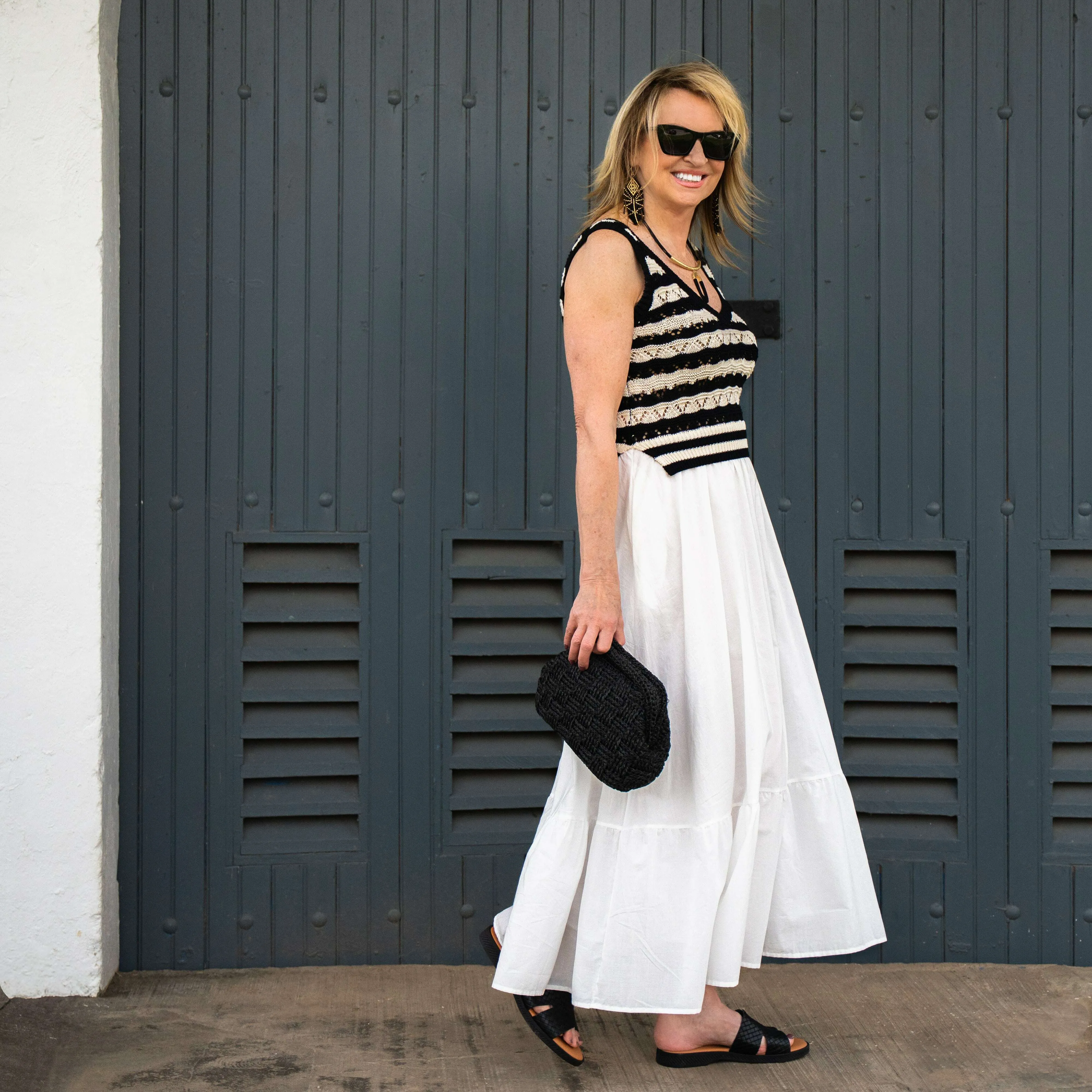ELAN - Autumn Knit Dress - Black & White