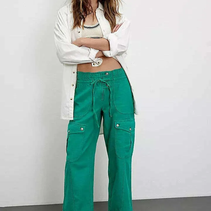 FREE PEOPLE - PARK AVE PANTS - GOLF GREEN