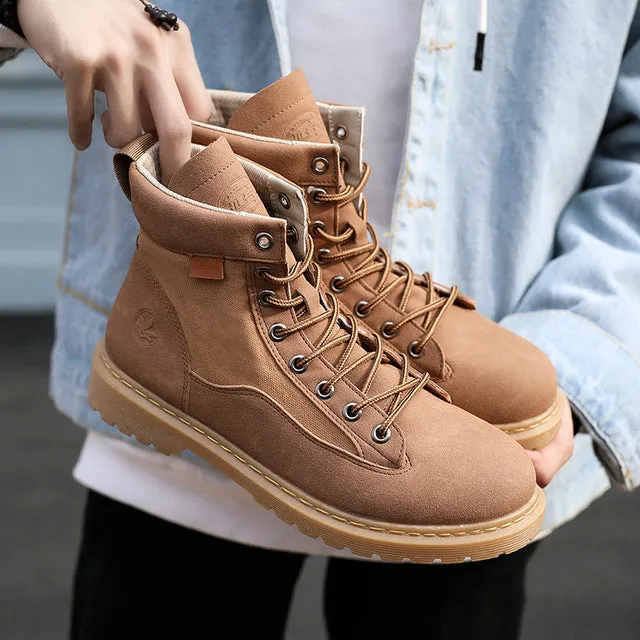 HAROGATE 2020 Martin Boots For Men Indestructible Ankle Boots Desert Men Thick High Top Trend Army Shoes Homme Outdoor Footwear