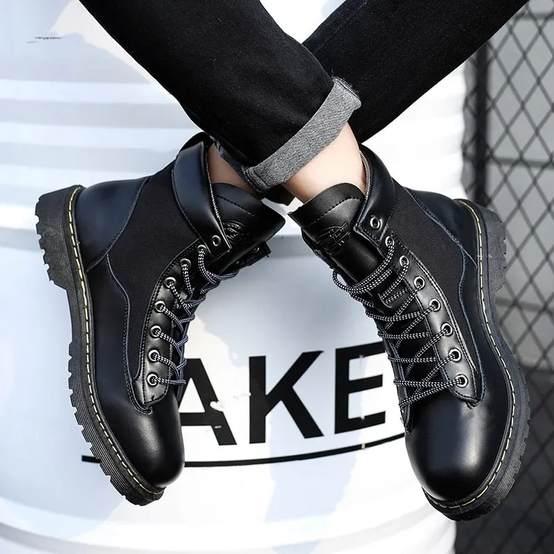 HAROGATE 2020 Martin Boots For Men Indestructible Ankle Boots Desert Men Thick High Top Trend Army Shoes Homme Outdoor Footwear
