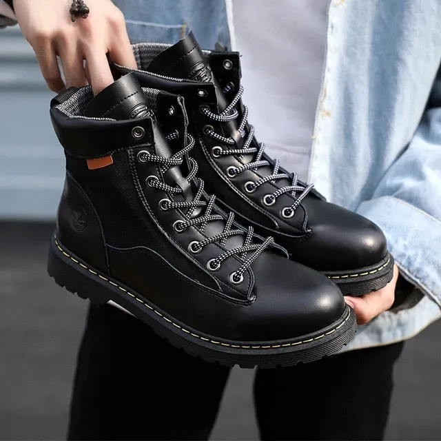 HAROGATE 2020 Martin Boots For Men Indestructible Ankle Boots Desert Men Thick High Top Trend Army Shoes Homme Outdoor Footwear