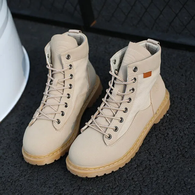 HAROGATE 2020 Martin Boots For Men Indestructible Ankle Boots Desert Men Thick High Top Trend Army Shoes Homme Outdoor Footwear