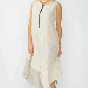 IC COLLECTION - Layers Crinkle Dress with Zip - Taupe
