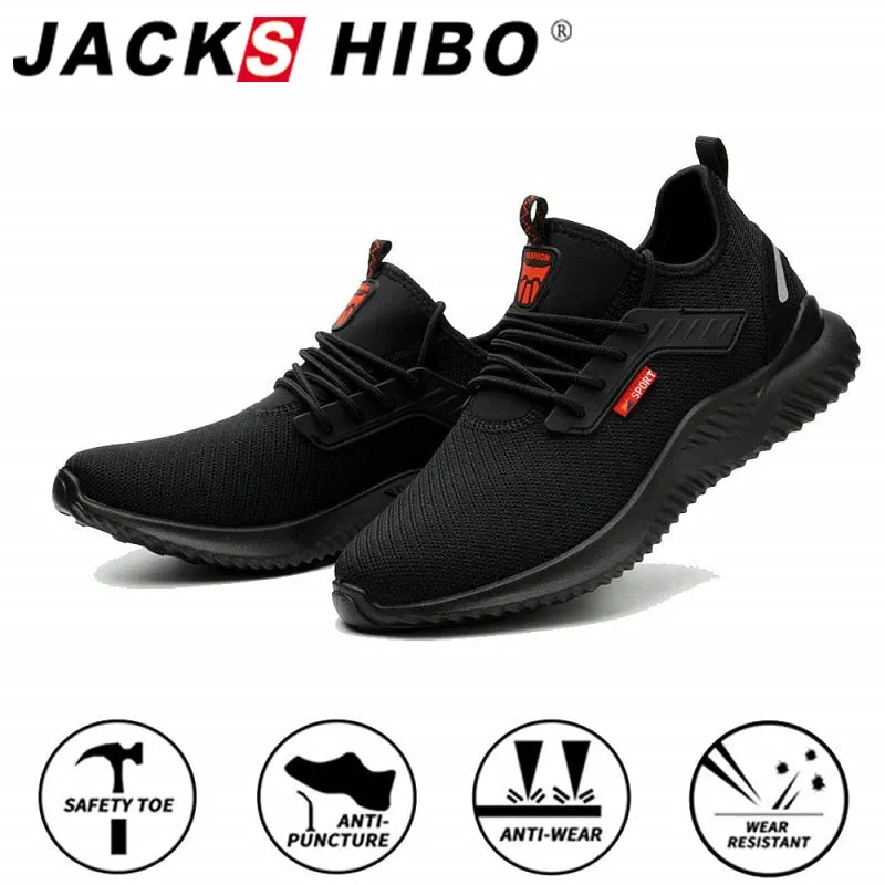 JACKSHIBO All Season Safety Work Shoes Boots For Men Anti-Smashing Steel Toe Cap Shoes Indestructible Safety Boots Work Sneakers