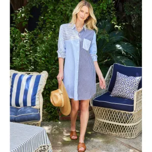 Karen Kane - Long Sleeve Mixed Striped Shirtdress - Stripe