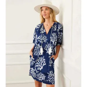 Karen Kane - Puff Sleeve Tassel Dress - Navy