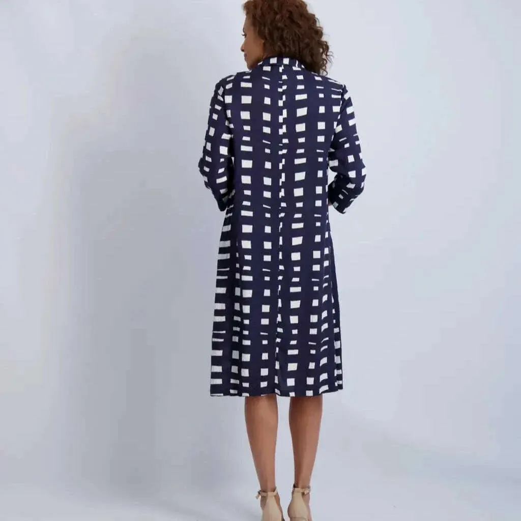 Komil - Edessa Dress - Navy & White