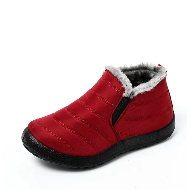 MCCKLE Snow Boots Women Shoes Warm Plush Fur Ankle Boots Winter Female Slip On Flat Casual Shoes Waterproof Ultralight Footwear