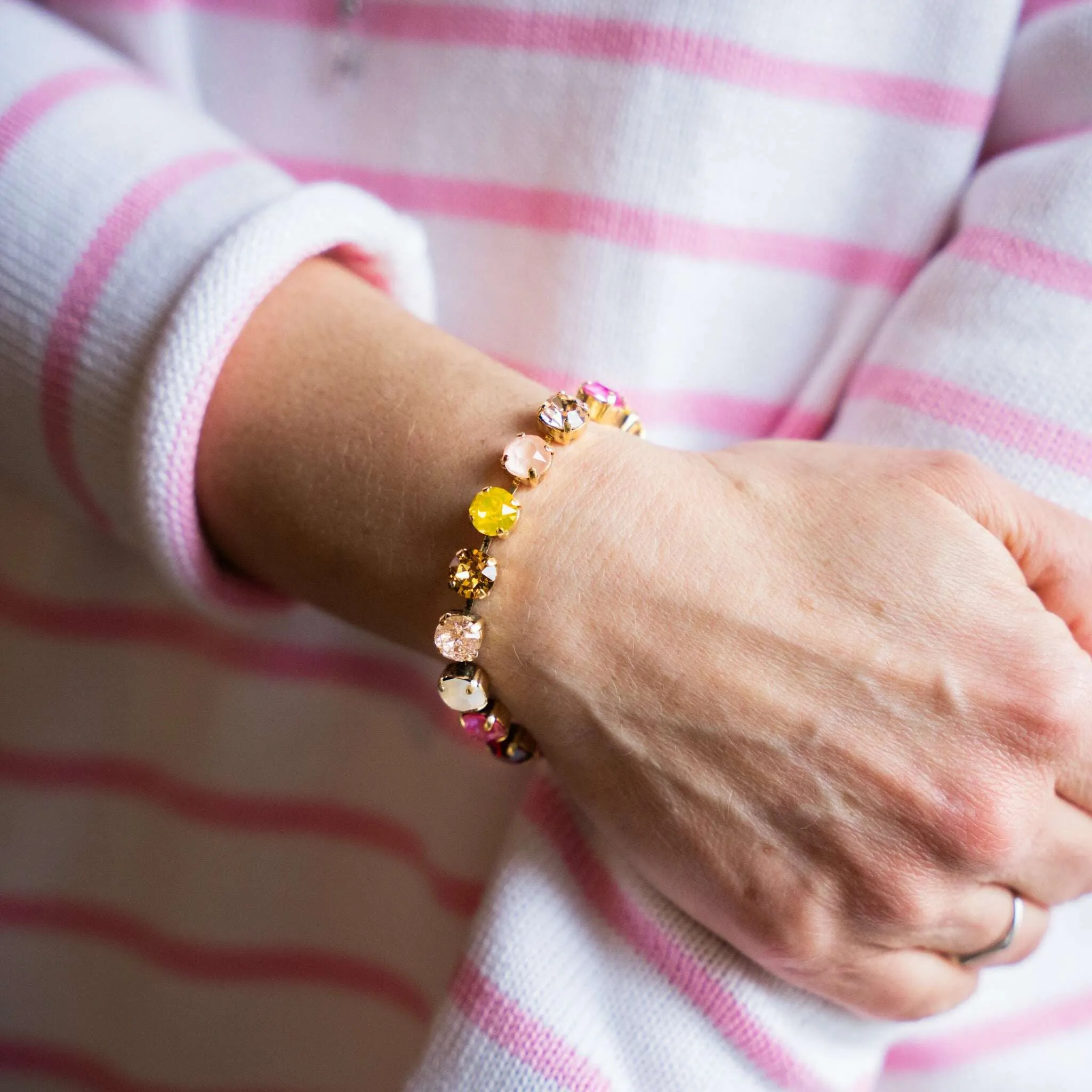 Pink Pineapple - Pink Striped Sweater w Valentine Patches