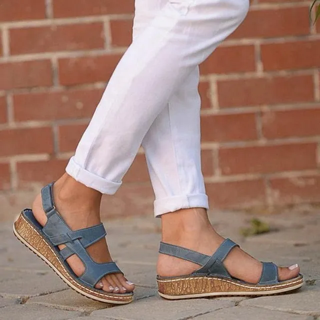 PU Leather Shoes For Women Sandals Casual Summer Shoes  Flop Platform Sandals 2020 Ladies Fashion Roma Solid Peep Toe Sandals