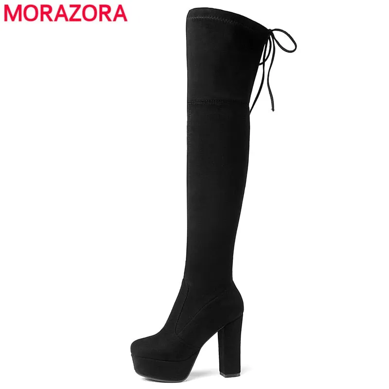Size 34-43 New 2019 Over the Knee Boots Women Faux Suede Thigh High Boots Platform Stretch Slim Sexy Ladies Women's Winter Boots