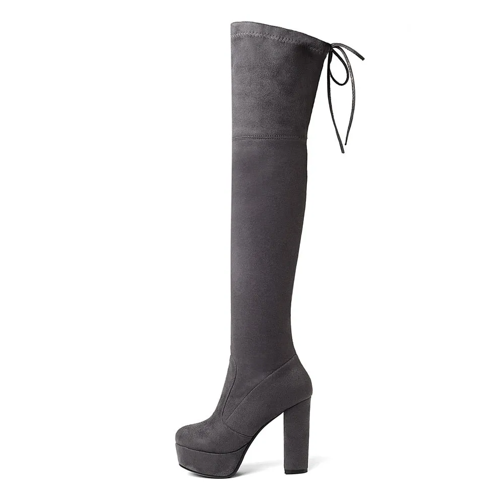 Size 34-43 New 2019 Over the Knee Boots Women Faux Suede Thigh High Boots Platform Stretch Slim Sexy Ladies Women's Winter Boots
