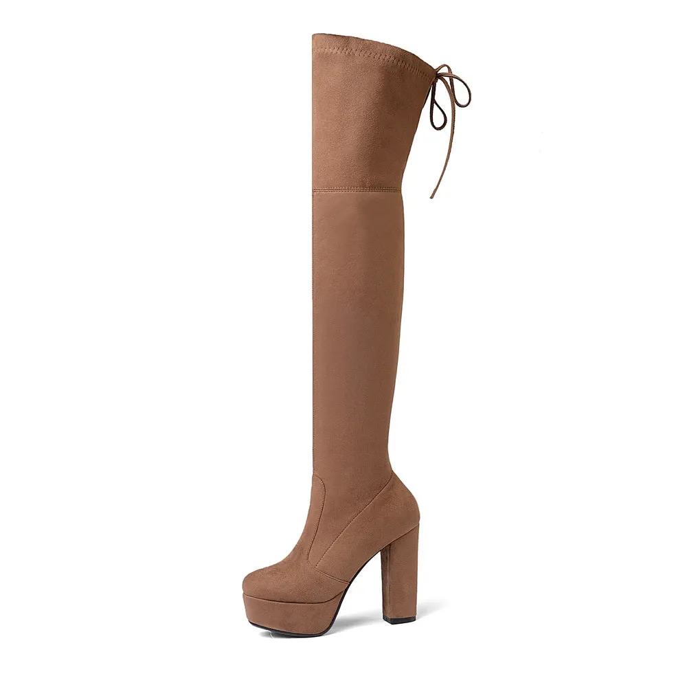 Size 34-43 New 2019 Over the Knee Boots Women Faux Suede Thigh High Boots Platform Stretch Slim Sexy Ladies Women's Winter Boots