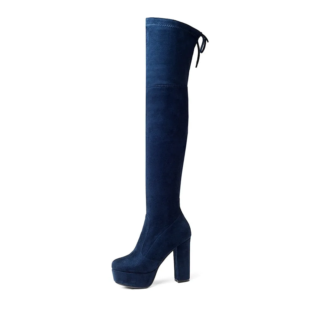 Size 34-43 New 2019 Over the Knee Boots Women Faux Suede Thigh High Boots Platform Stretch Slim Sexy Ladies Women's Winter Boots