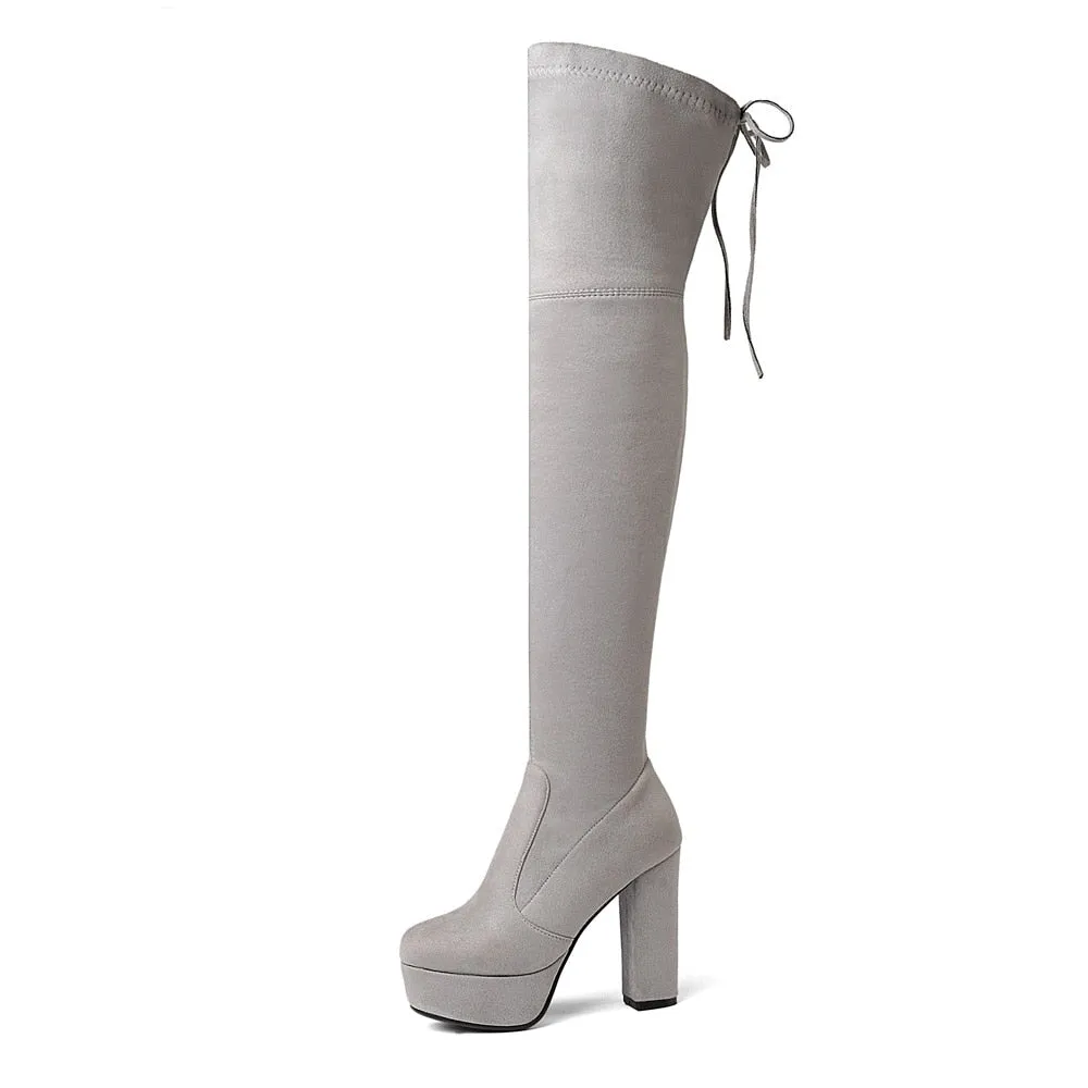 Size 34-43 New 2019 Over the Knee Boots Women Faux Suede Thigh High Boots Platform Stretch Slim Sexy Ladies Women's Winter Boots
