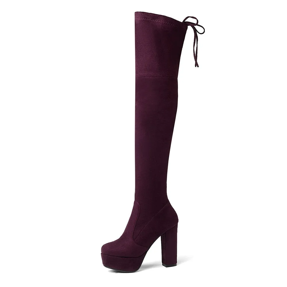 Size 34-43 New 2019 Over the Knee Boots Women Faux Suede Thigh High Boots Platform Stretch Slim Sexy Ladies Women's Winter Boots