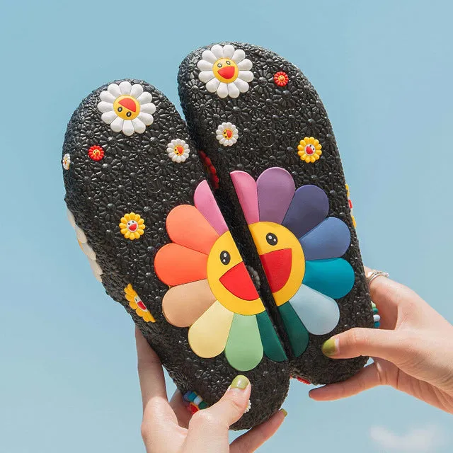 Summer Slippers Women Cute flower Flat Flip Flops Ladies Soft Slides Shoes Female Print Floral Bling Beach Casual Sandals