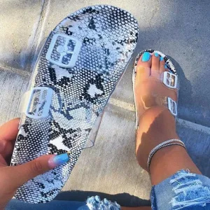 Summer Women Flat Slippers Jelly Slides Transparent Strap Female Open Toe Causal Flip Flops Outdoor Ladies Beach Shoes