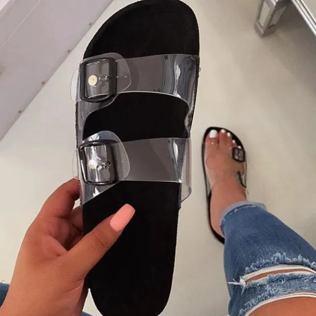 Summer Women Flat Slippers Jelly Slides Transparent Strap Female Open Toe Causal Flip Flops Outdoor Ladies Beach Shoes