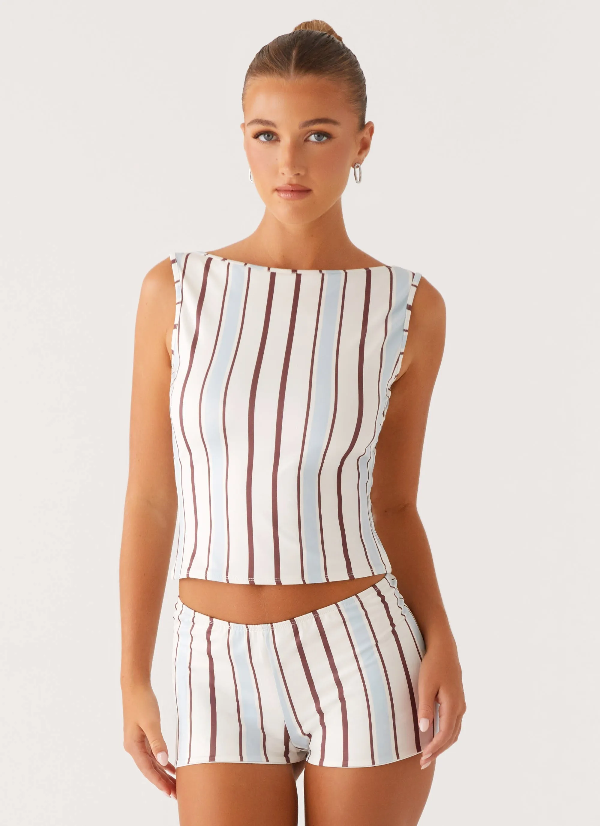 Sun's Out Low Rise Mini Shorts - Blue Stripe