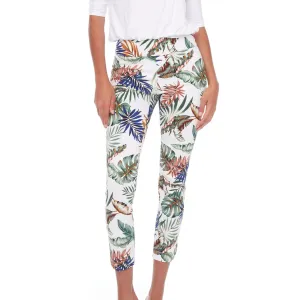 Up! - Petal Slit Ankle Pant - Tropical Print