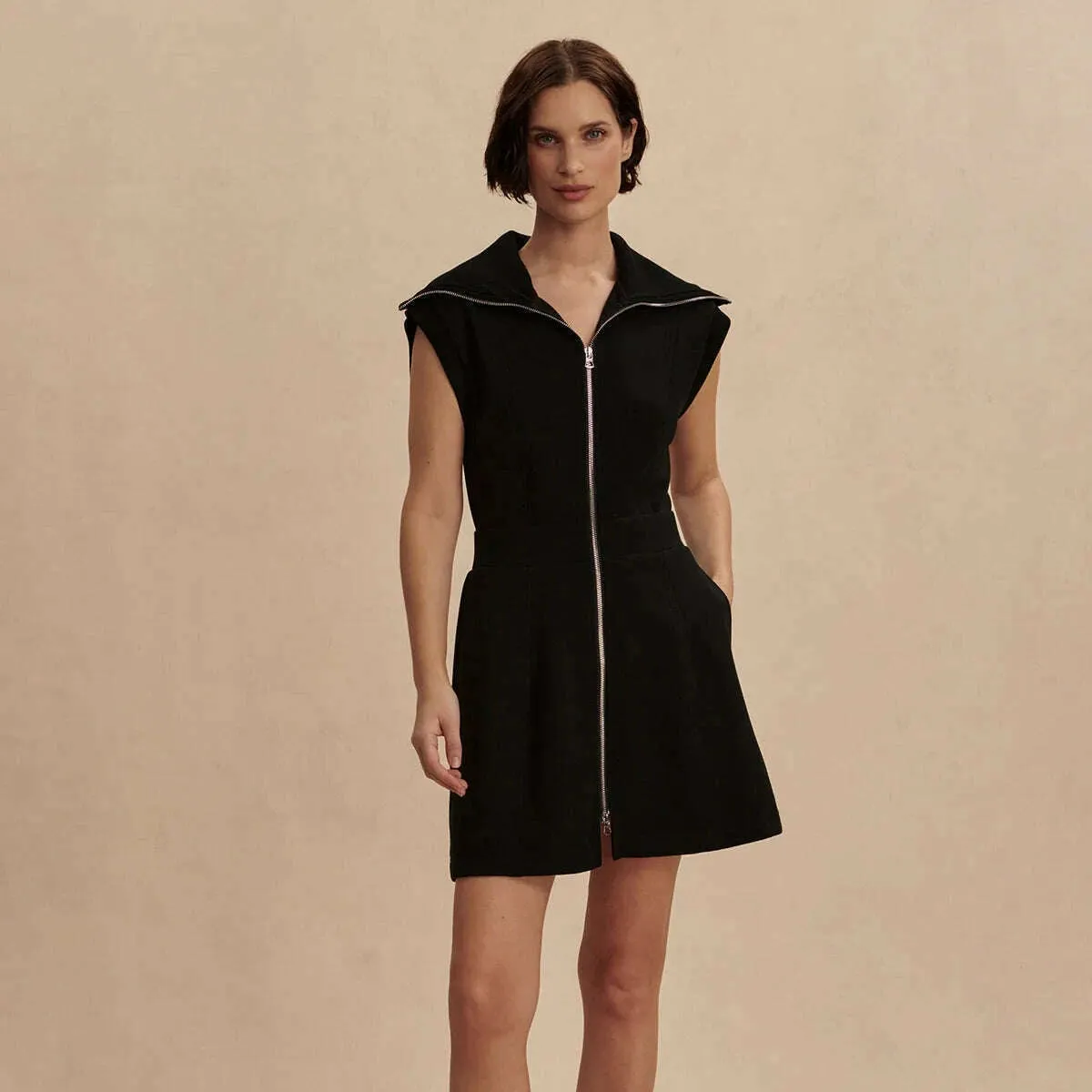 VARLEY - REBECCA-Zip Through Dress - Black
