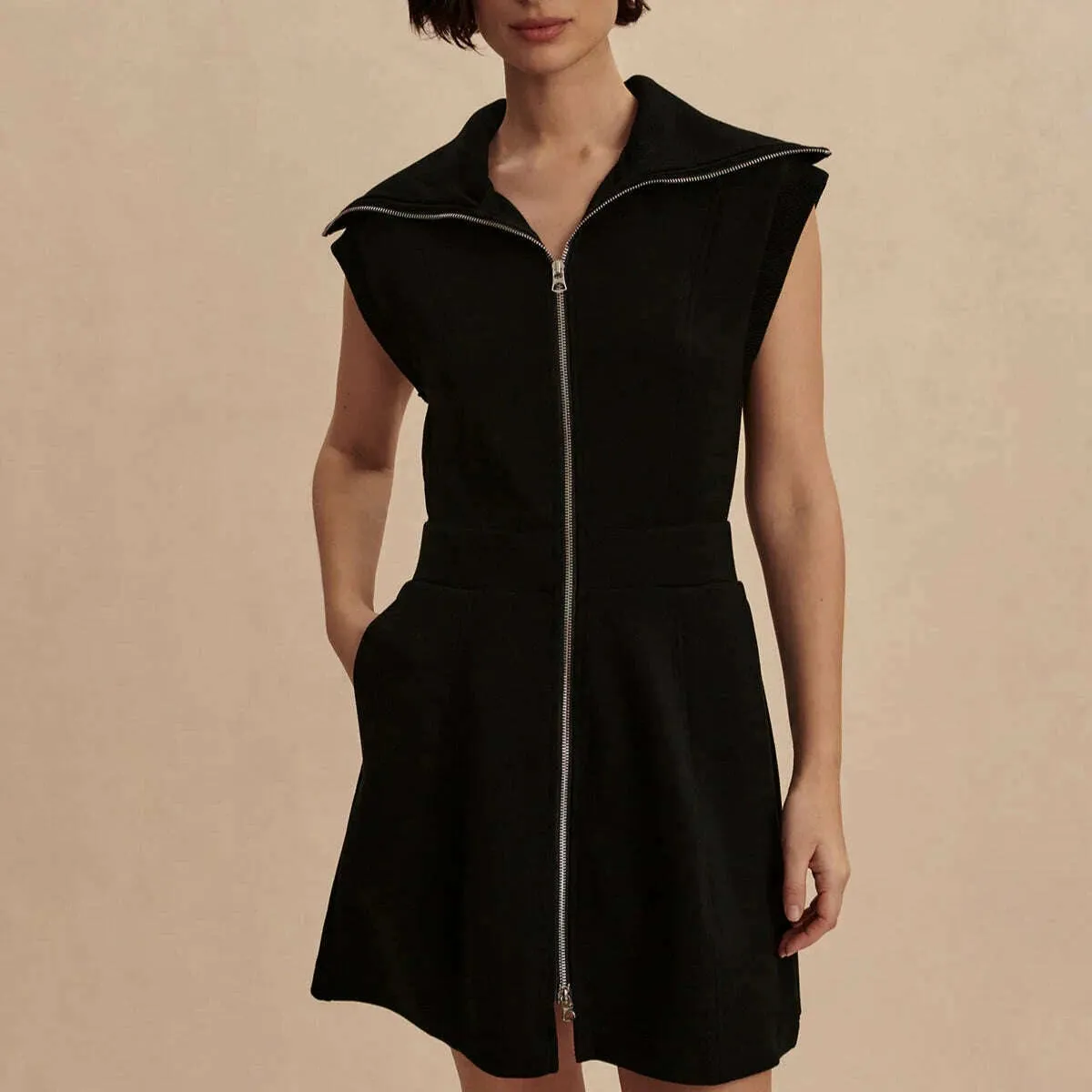 VARLEY - REBECCA-Zip Through Dress - Black
