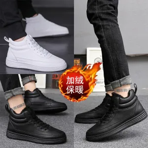 Winter Snow Boots Men Warm Cotton-padded Shoes Trend Hight-top plus Velvet MEN'S SHOES Mid-top Cotton Boots Workwear Short Boots
