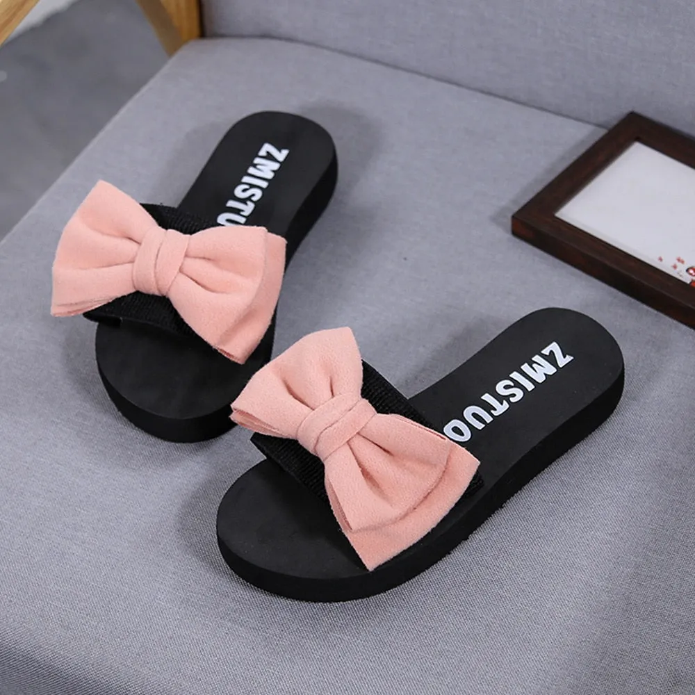 Women Bow Summer Sandals Slipper Indoor Outdoor